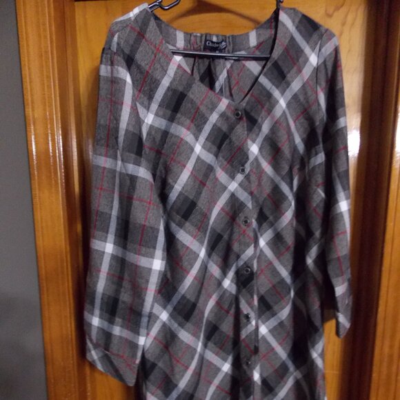Chadwicks Size 16 Plaid Shift Shirt Dress Button Down-NWT - Picture 1 of 8